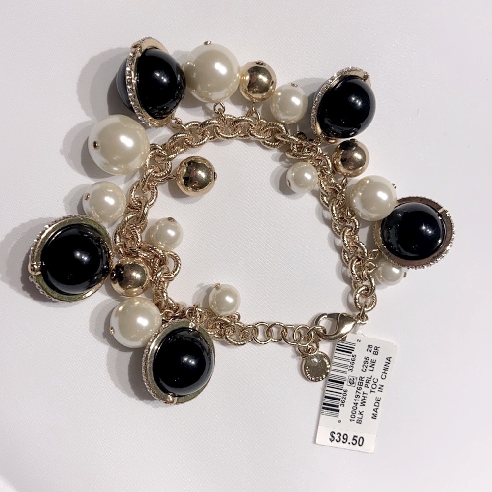 Charter Club Gold Black n Pearl Bracelet